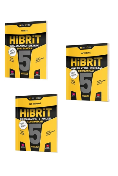 Hız Yayınları 5. SINIF HİBRİT TÜRKÇE+FEN BİLİMLERİ+MATEMATİK SORU BANKASI SETİ (3 KİTAP)