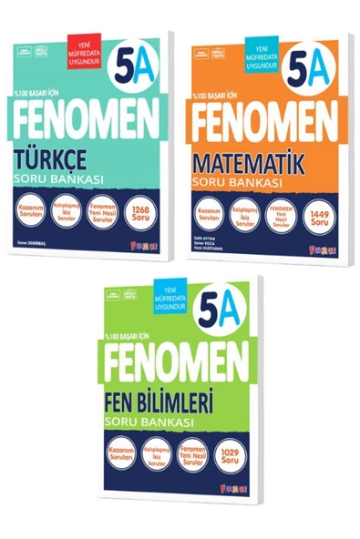 Fenomen Yayıncılık FENOMEN 5 FEN BİLİMLERİ (A) +  TÜRKÇE (A) + MATEMATİK (A) SORU BANKASI 3 LÜ SET YENİ ÜRÜN