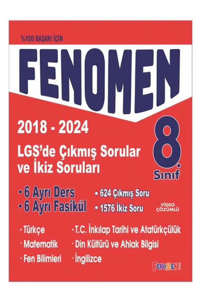 fenomen okul Fenomen Yayınları 8. Sınıf Lgs'de Çıkmış Sorular Ve Ikiz Soruları 2018-2024 6 Ders 6 Fasikül