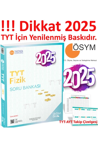 Üç Dört Beş Yayıncılık 345 - TYT Fizik Soru Bankası – Tamamı Çözümlü – Dikkat 2025 Vip