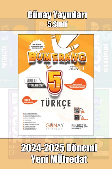Günay Yayınları 5.Sınıf BUMERANG Serisi Türkçe ETKİNLİKLİ Akıllı Kitap 2025 Yeni Öğretim Yılı