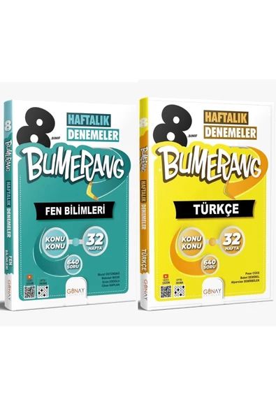 Günay Yayınları 8. Sınıf Lgs Bumerang 32 Haftalık Fen Bilimleri Ve Türkçe Denemeleri 2024-2025 Yeni Müfredata Uyumlu