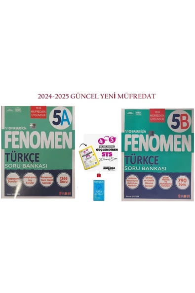 Fenomen Yayıncılık 5. Sınıf Türkçe 5A ve 5B Soru Bankası Seti + Sts Denemesi ve Kafa Defter Hediyeli !!!