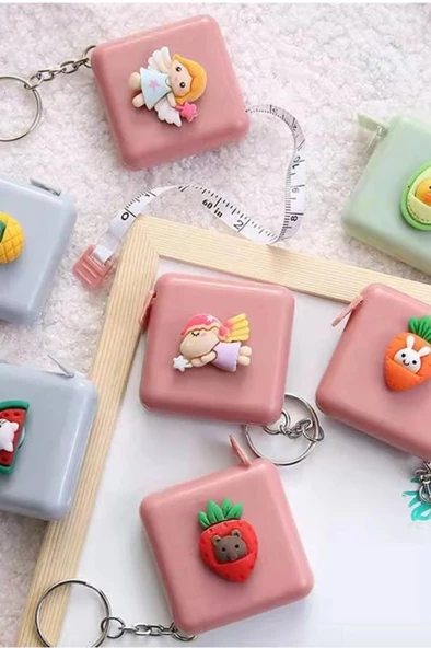 Anahtarlık Pratik Taşınabilir Çanta Boy Sevimli Yumuşak Stickerli Anahtarlıklı 150cm Uzunluğunda Mezura - 12