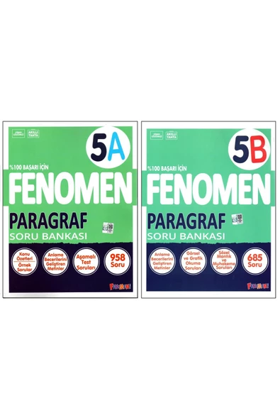 Fenomen Yayıncılık Fenomen 5. Sınıf Paragraf (A)+(B) Soru Bankası 2 Kitap