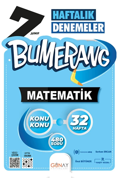 Günay Yayınları 7. Sınıf Bumerang 32 Haftalık Matematik Denemeleri / Ramazan Akkuş / Günay Yayınları / 9786257150927