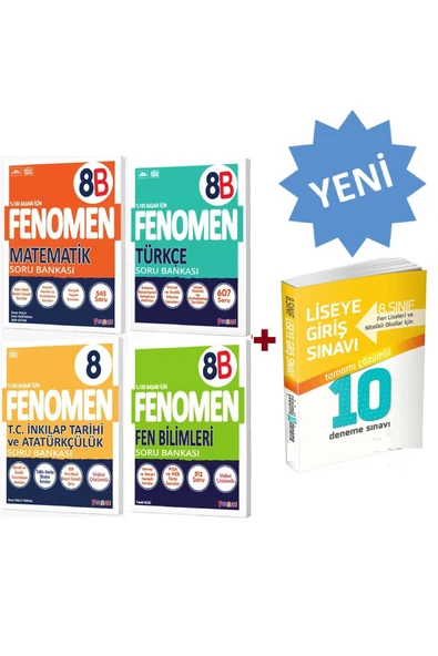 Gama Yayınları Fenomen 8.sınıf Lgs Matematik ( B ) Fen ( B ) Türkçe ( B ) Inkılap Soru Bankası 10 Deneme