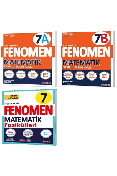 Fenomen Yayıncılık Fenomen Okul 2025 7. Sınıf Matematik A + B Serisi Soru + Fasikül Seti 3 Kitap