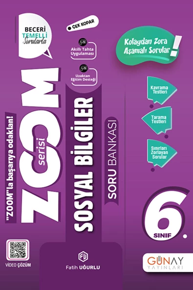 Günay Yayınları 6. Sınıf Zoom Serisi Sosyal Bilgiler Soru Bankası / Fatih Uğurlu / Günay Yayınları / 9786258331110
