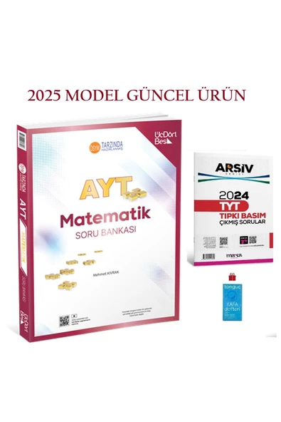 Üç Dört Beş Yayıncılık 345-AYT Matematik Soru Bankası-GÜNCEL BASKI 2025 MODEL ve 2024 Tyt Çıkmış Sorular+Kafa Defter Hediye