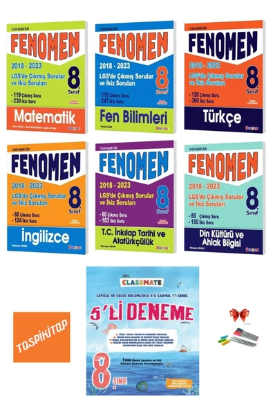Fenomen Yayıncılık Fenomen  8. Sınıf LGS 2018-2023 Yılları Çıkmış Sorular ve İkiz Sorular Seti 6 Kitap- deneme hediyeli