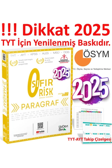 Üç Dört Beş Yayıncılık 345 – TYT-AYT-DGS-KPSS Paragraf Sıfır Risk Renk Rüştü Ritmi Hoca Hız ve Ales Paragrafın Gamze