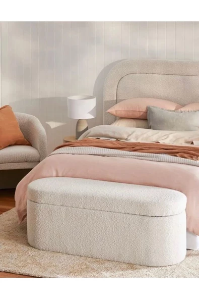 CARBONE DESİN  Bench, Teddy, Beyaz Yumuşak Puf ,bench makyaj pufu . TEDDY SANDIKLI BENCH