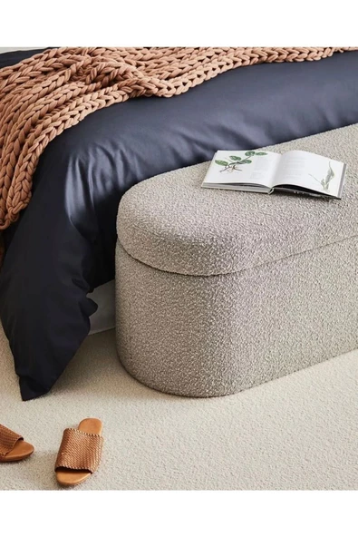 CARBONE DESİN  Bench, Teddy, Beyaz Yumuşak Puf ,bench makyaj pufu . TEDDY SANDIKLI BENCH ürün görseli