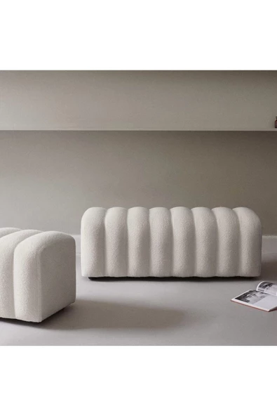 CARBONE DESİN  Bench, Teddy, Beyaz Yumuşak Puf ,bench makyaj pufu . puf minder - Resim 3