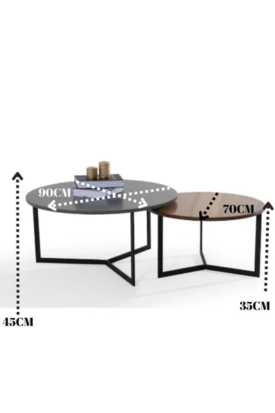 CARBONE DESİN Orta Sehpa,Orta Sehpa Dekoratif Mobilya,Yuvarlak Sehpa,Zigon - Resim 2