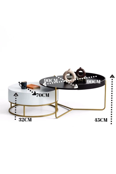 CARBONE DESİN Orta Sehpa,Orta Sehpa Dekoratif Mobilya,Yuvarlak Sehpa,Zigon - Resim 2