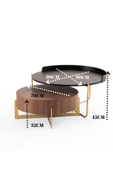 CARBONE DESİN Orta Sehpa,Orta Sehpa Dekoratif Mobilya,Yuvarlak Sehpa,Zigon - Resim 2