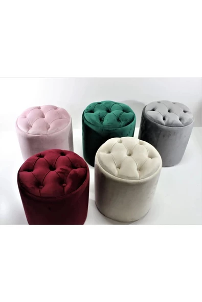 CARBONE DESİN Puf Bench ,Puffy,Ayak Ucu Puf ,Ayak,Yuvarlak Puf- Makyaj Masası Pufu - 3