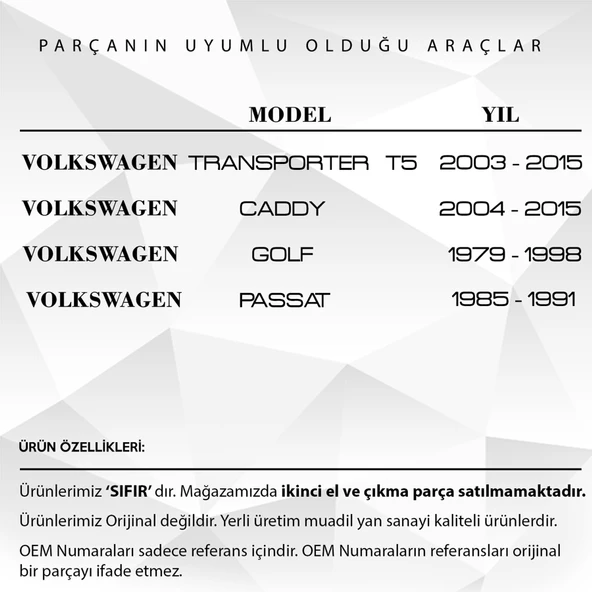 Volkswagen Golf, Caddy, Passat, Transporter T5 İçin Sürgülü Kapı Kilit Plastiği - 2