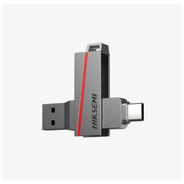 HIKSEMI  Dual Slim, HS-USB-E307C, 128GB, USB 3.2, Type-C, Metal Kasa, Saglam ve Ince Gövde, Flash Disk