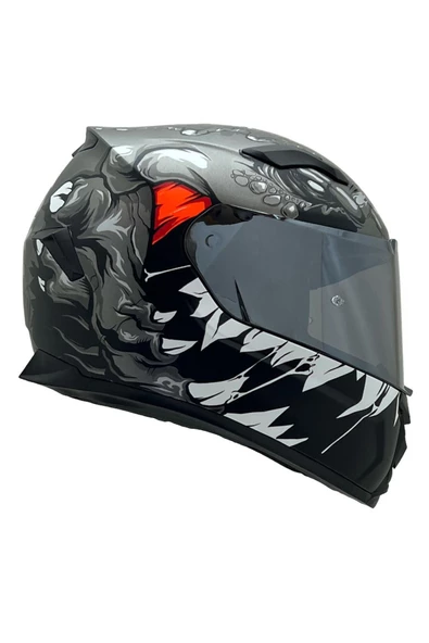 Sway 820 Full Face Aynalı Vizör Kapalı Motosiklet Kaskı L Beden Monster - Resim 4