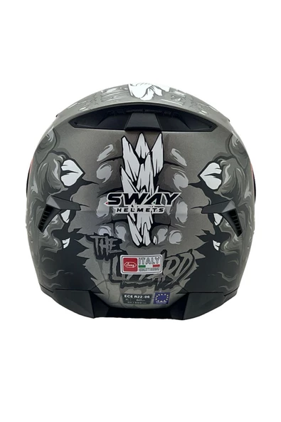 Sway 820 Full Face Aynalı Vizör Kapalı Motosiklet Kaskı L Beden Monster - Resim 5