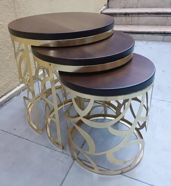 Zigon Sehpa MODEL 90516 CNC Metal Kesim Osmanlı Desen Ceviz Renk El yapım - Resim 11