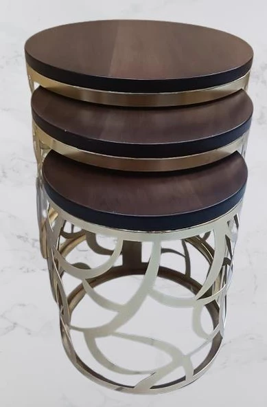 Zigon Sehpa MODEL 90516 CNC Metal Kesim Osmanlı Desen Ceviz Renk El yapım - Resim 8