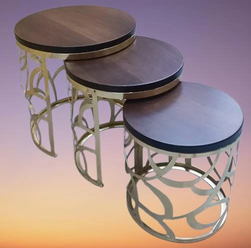 Zigon Sehpa MODEL 90516 CNC Metal Kesim Osmanlı Desen Ceviz Renk El yapım - Resim 4