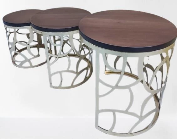 Zigon Sehpa MODEL 90516 CNC Metal Kesim Osmanlı Desen Ceviz Renk El yapım - Resim 2