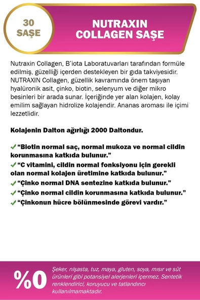 Nutraxin Collagen 30 Saşe 10.000 Mg Tip 1 Tip 3 Ananas Aromalı - Resim 4