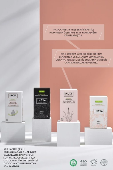 Incia %100 Doğal Roll On Deodorant Hassas Ciltler İçin Ter Kokusu Önleyici Lekesiz 50 ml - 7