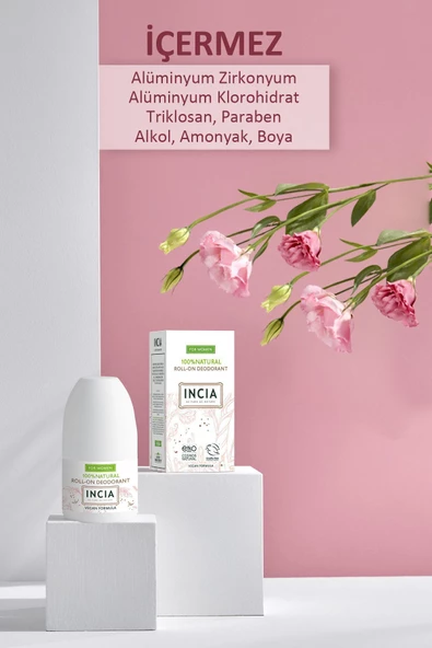 Incia %100 Doğal Roll On Deodorant Kadınlar İçin Ter Kokusu Önleyici Lekesiz 50 ml - Resim 3