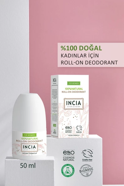 Incia %100 Doğal Roll On Deodorant Kadınlar İçin Ter Kokusu Önleyici Lekesiz 50 ml - Resim 2