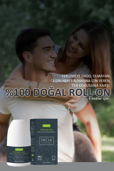 Incia %100 Doğal Roll-on Deodorant Erkeler Için Ter Kokusu Önleyici Lekesiz 50ml - Resim 6