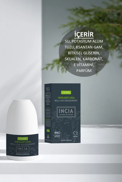 Incia %100 Doğal Roll-on Deodorant Erkeler Için Ter Kokusu Önleyici Lekesiz 50ml - Resim 4