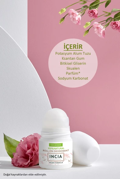 Incia %100 Doğal Roll On Deodorant Kadınlar İçin Ter Kokusu Önleyici Lekesiz 50 ml - Resim 4
