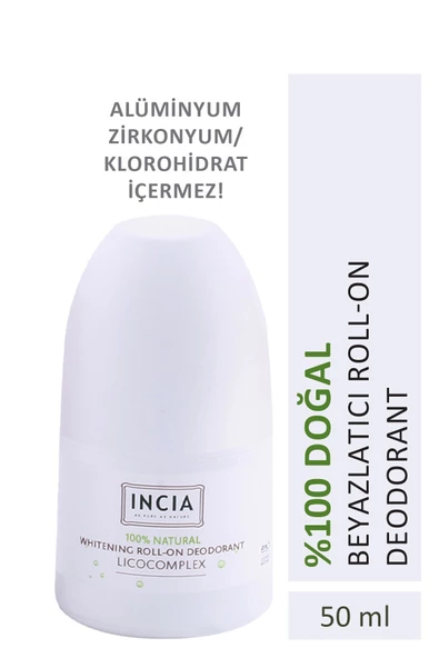 Incia %100 Doğal Roll On Deodorant Beyazlatıcı Ter Kokusu Önleyici Lekesiz 50 ml