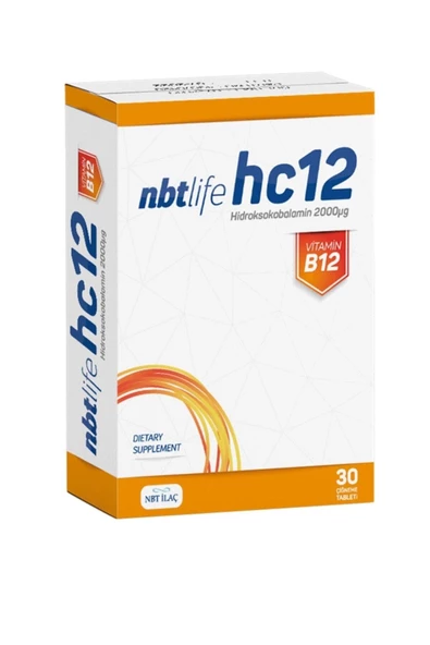 Nbt İlaç Nbt Life Hc12 Vitamin B12 30 Çiğneme Tableti