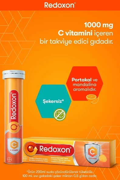 Redoxon C Vitamini 15 Efervesan Tablet I 1000 Mg C Vitamini Içeren Takviye Edici Gıda - 2