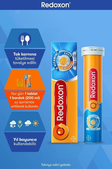 Redoxon Üçlü Etki 15 Efervesan Tablet I 1000 Mg C Vitamini, D Vitamini Ve Çinko Içeren Takviye Edici - 5