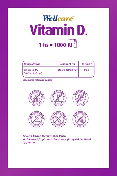 Wellcare Vitamin D3 1000 Iu - 5 ml - Resim 2