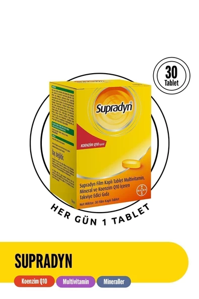 Supradyn 30 Film Kaplı Tablet | Koenzim Q10, Multivitamin Ve Mineral Içeren Takviye Edici Gıda