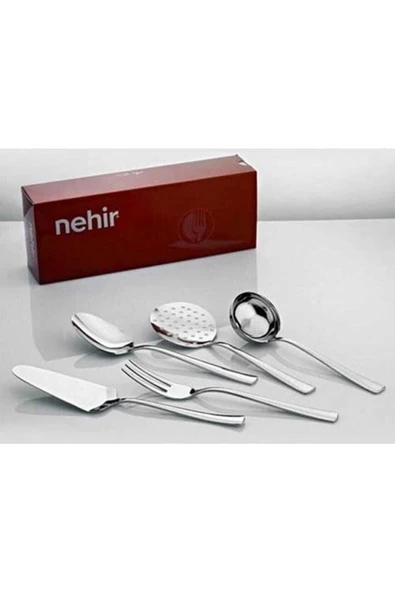 NEHİR SAHRA SADE 5 PARÇA PASLANMAZ ÇELİK SERVİS TAKIMI