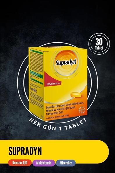 Supradyn 30 Film Kaplı Tablet | Koenzim Q10, Multivitamin Ve Mineral Içeren Takviye Edici Gıda - Resim 6