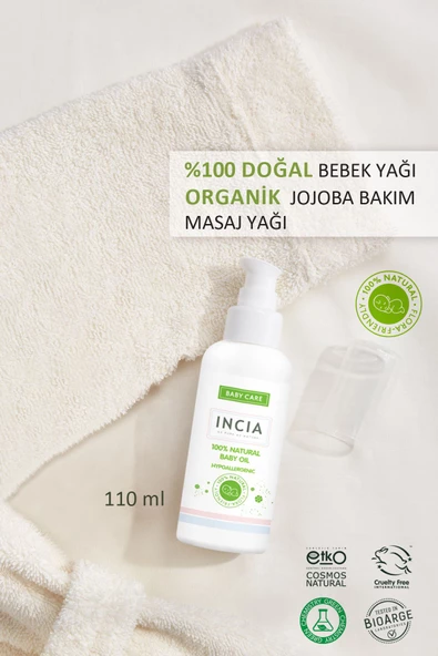 Incia %100 Doğal Bebek Yağı Organik Jojoba Bakım Masaj Yağı Parafinsiz Bitkisel Vegan 110 ml - 3
