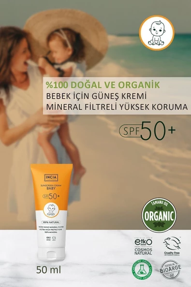 Incia %100 Doğal Bebek Güneş Kremi-leke Karşıtı Mineral Filtreli Yüksek Koruma 50spf Uva Uvb 50ml - 2