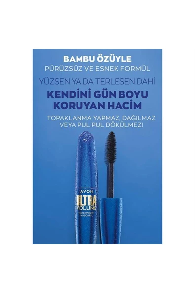 AVON Maskara Avon Ultra Volume Waterproof (Suya Dayanıklı) Blackest Black - Resim 2