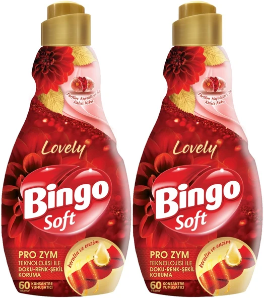 Bingo Soft Çamaşır Yumuşatıcı Konsantre 1440ML Lovely (2 Li Set)